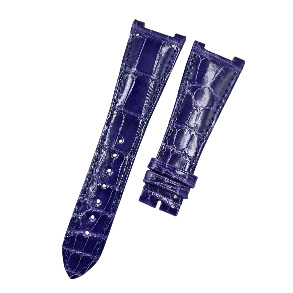 Compatible with Girard-Perregaux 81010 Series Notched Purple Crocodile Leather Watch Strap
