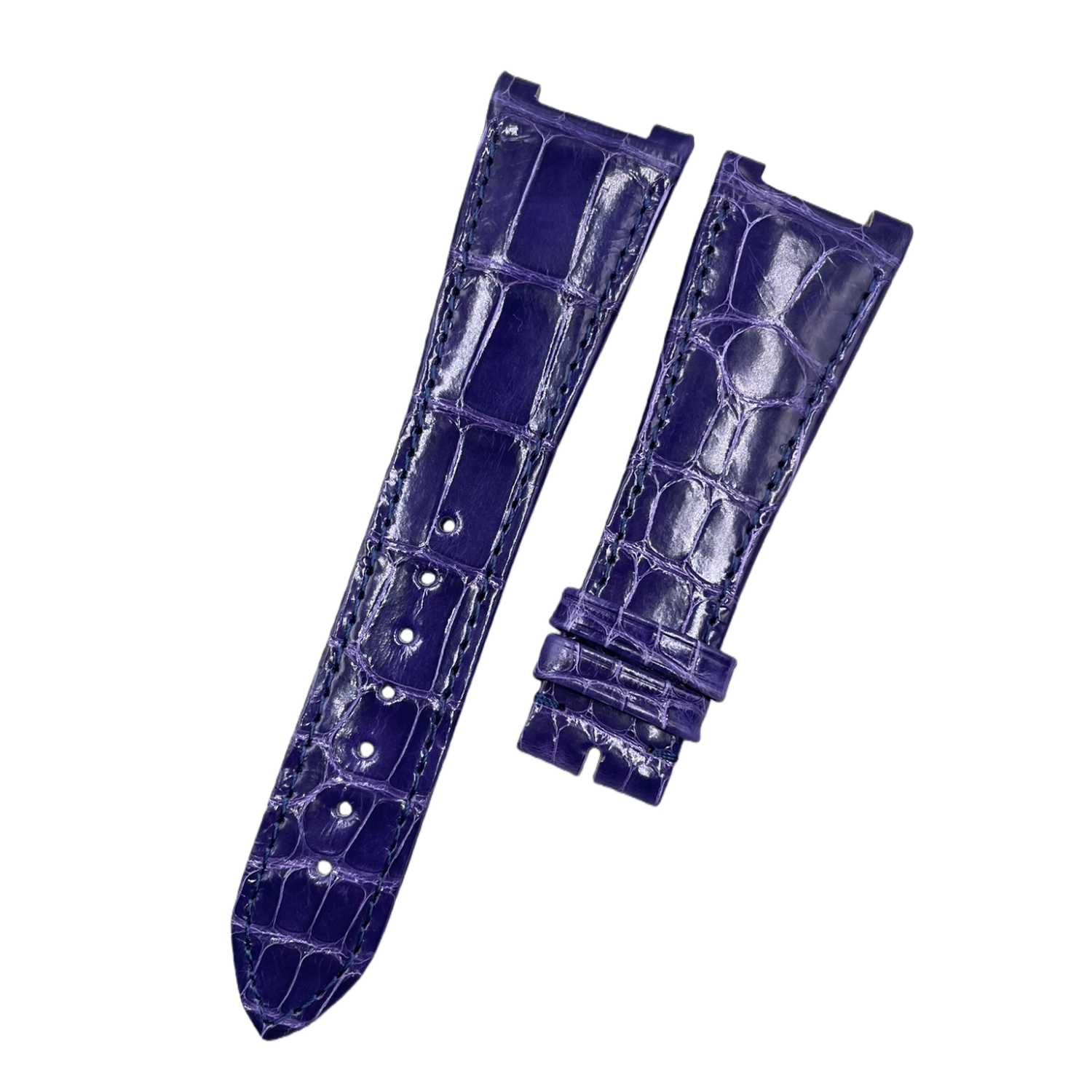 Compatible with Girard-Perregaux 81010 Series Notched Purple Crocodile Leather Watch Strap