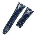 Compatible with Audemars Piguet, Bright Blue Polished Crocodile Leather Watch Strap