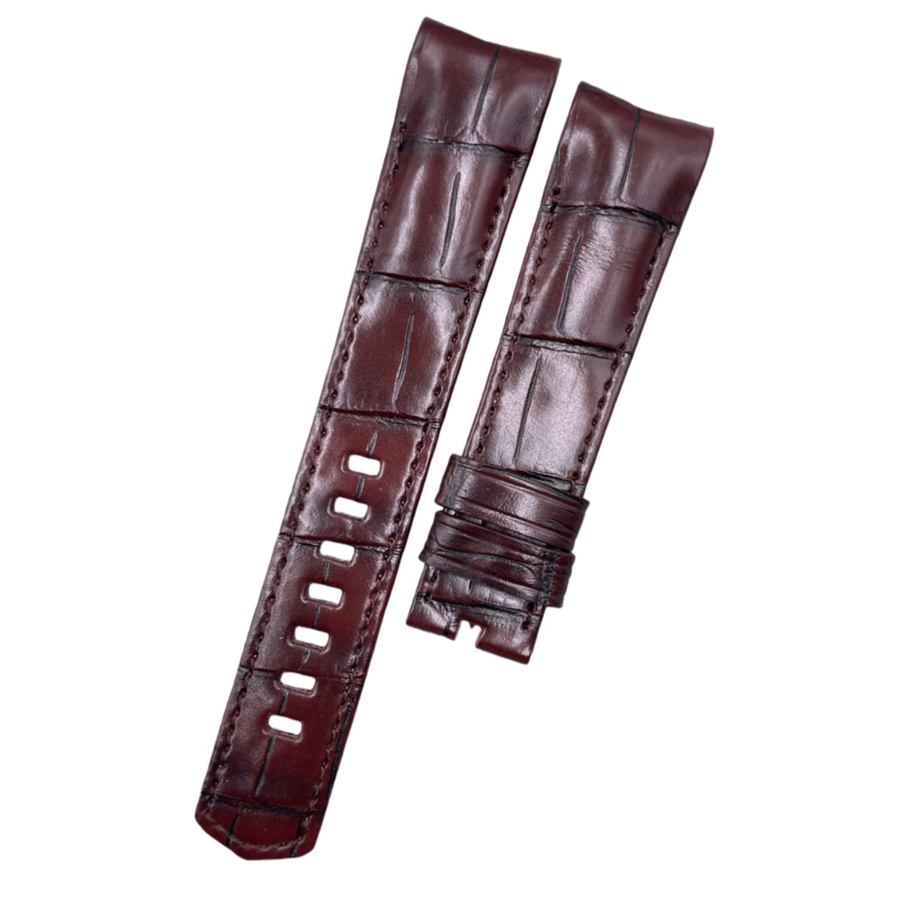Custom Handmade Brown Alligator Leather Watch Strap with Buckle for Ulysse Nardin Bubble Series
