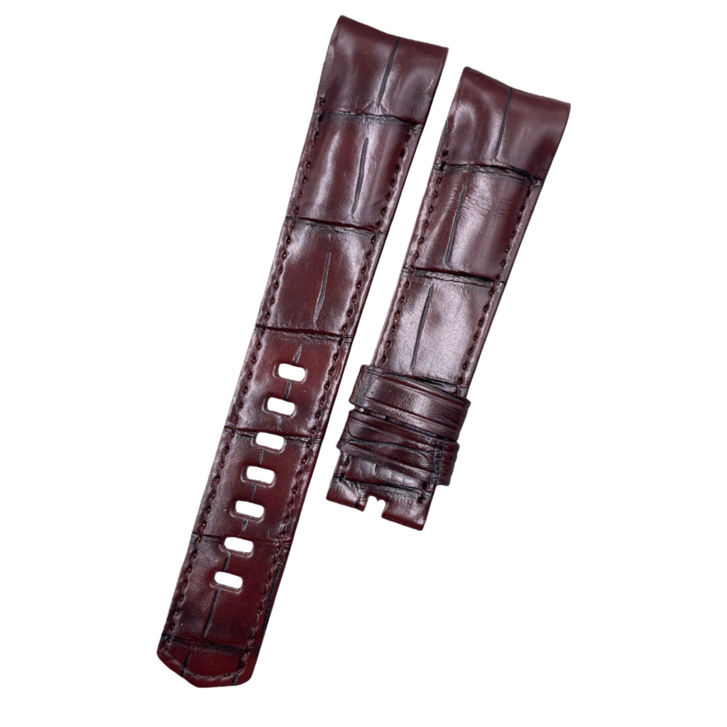 Custom Handmade Brown Alligator Leather Watch Strap with Buckle for Ulysse Nardin Bubble Series