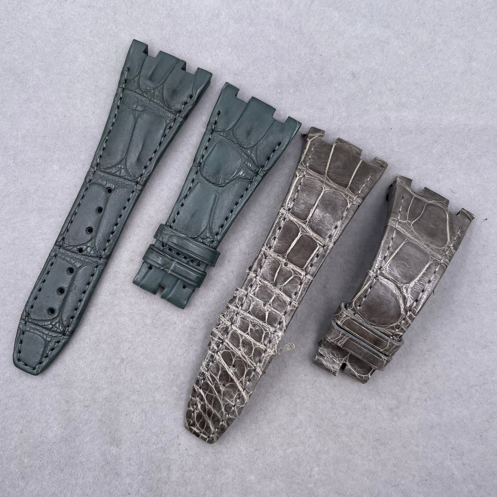 Dark Gray ALLIGATOR Leather Watch Strap for Audemars Piguet Royal Oak 15400