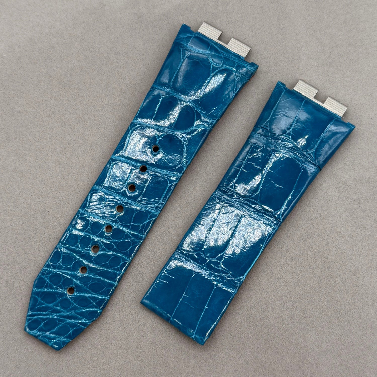 Compatible with Hublot 411 Series Blue Crocodile Leather Watch Strap