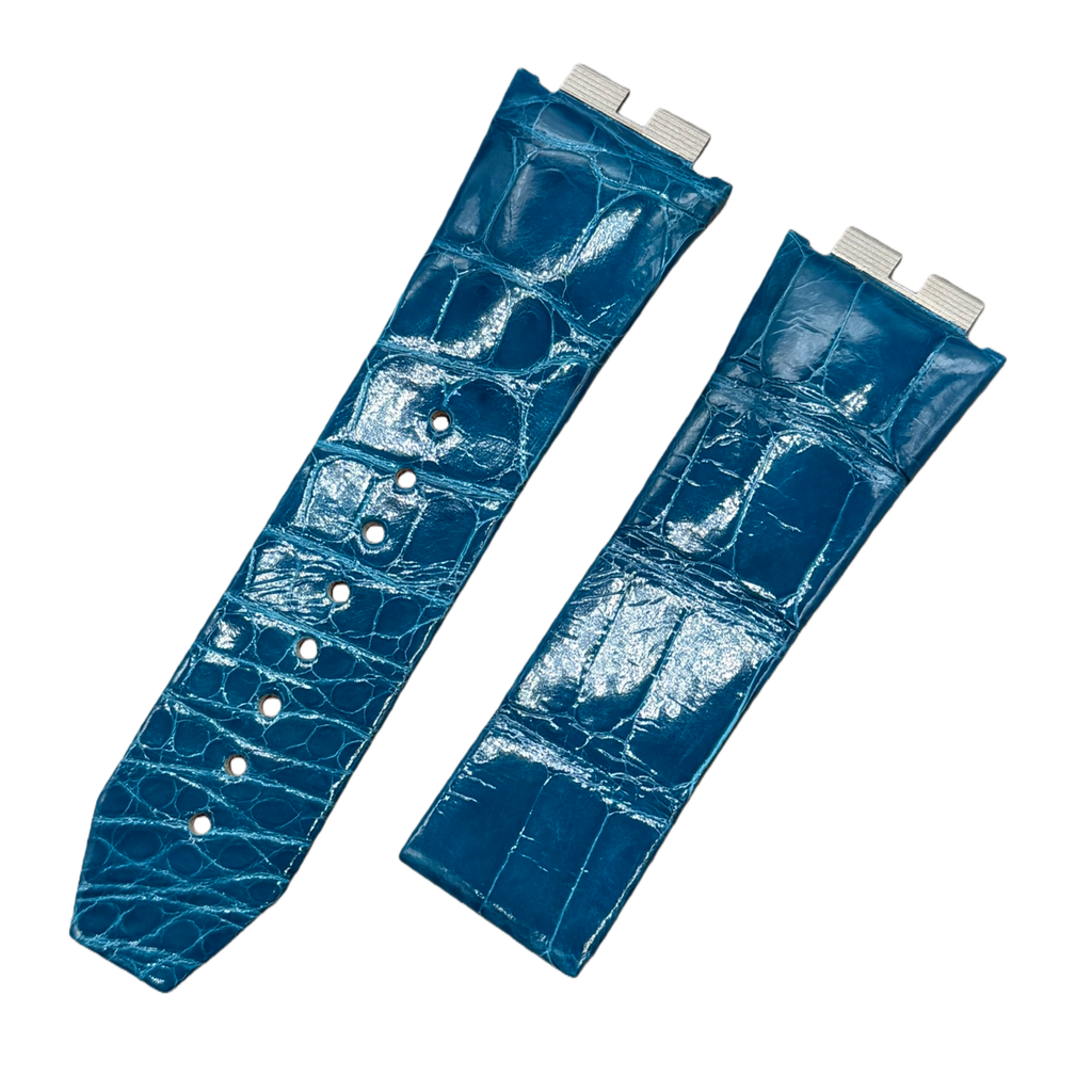 Compatible with Hublot 411 Series Blue Crocodile Leather Watch Strap