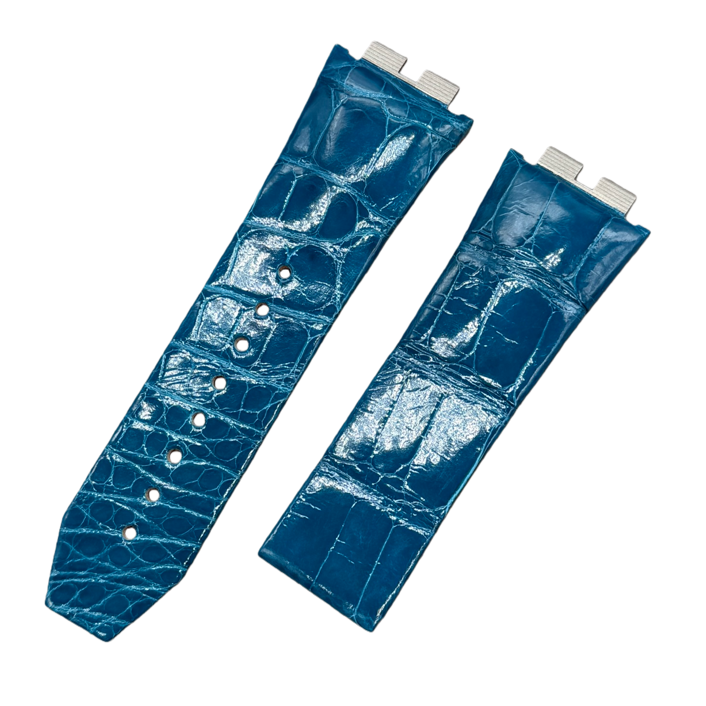 Compatible with Hublot 411 Series Blue Crocodile Leather Watch Strap