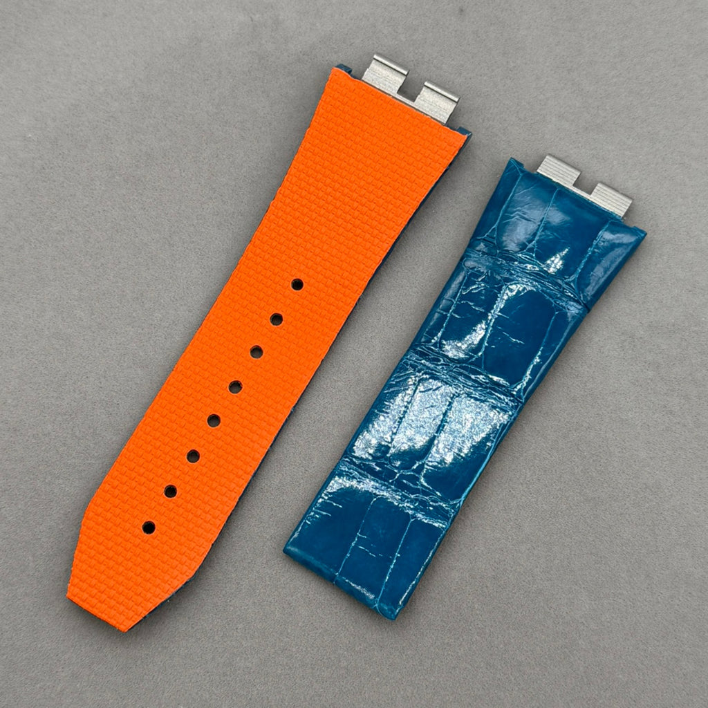 Compatible with Hublot 411 Series Blue Crocodile Leather Watch Strap