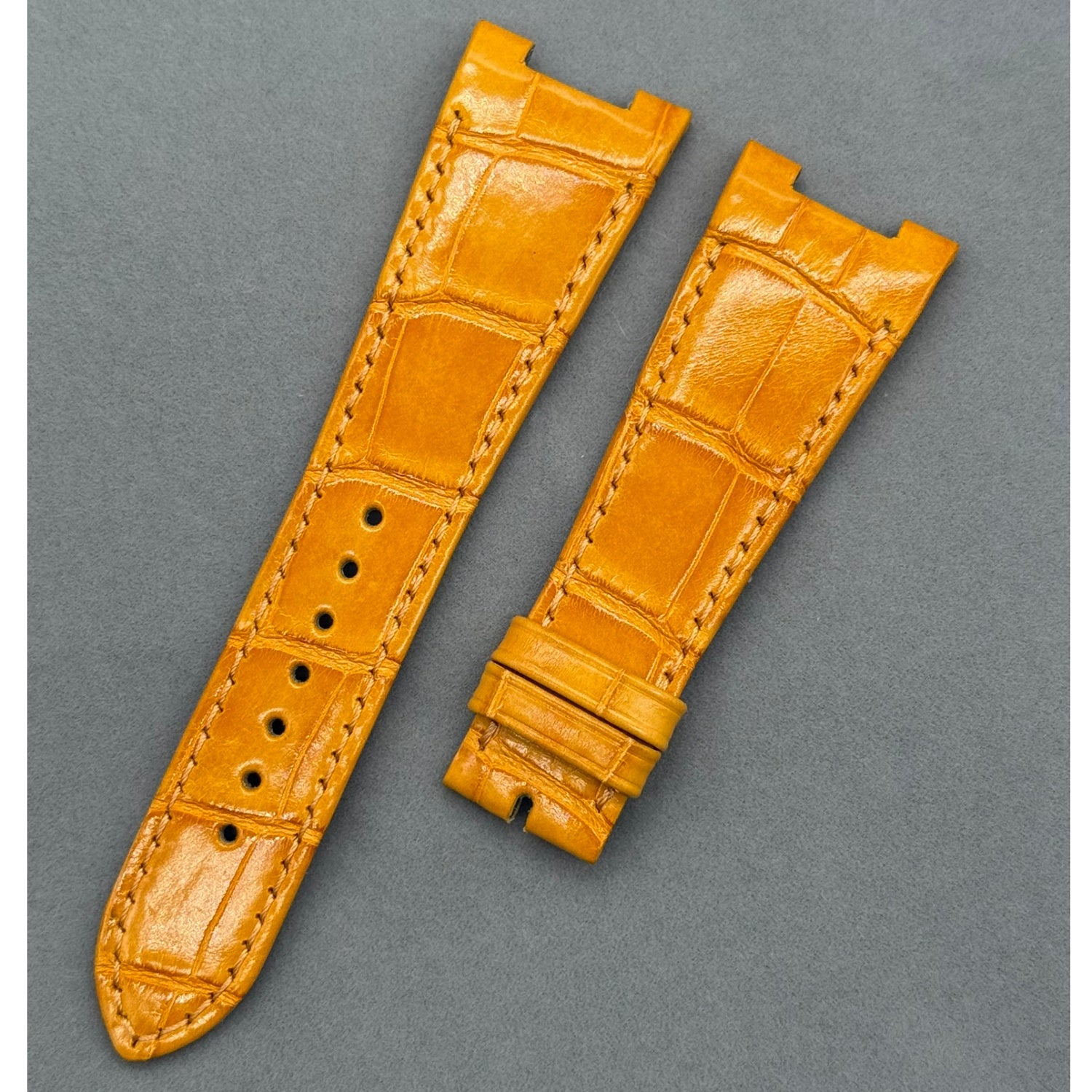 Orange Crocodile Leather Watch Strap Compatible with Patek Philippe 5712