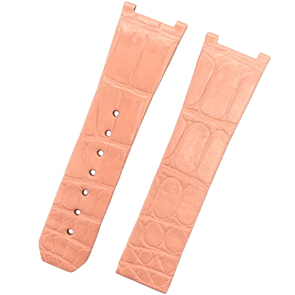 Compatible Omega Constellation Notched Pink Alligator Leather Watch Strap