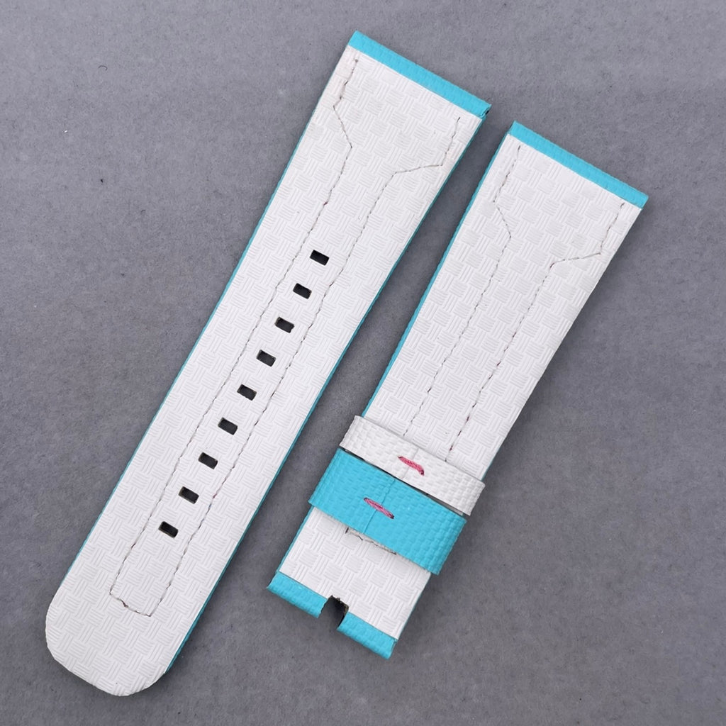 Handcrafted Tiffany Blue Nylon Texture Fluororubber Watch Strap, Custom-Fit for SevenFriday (Hand-Sewn)