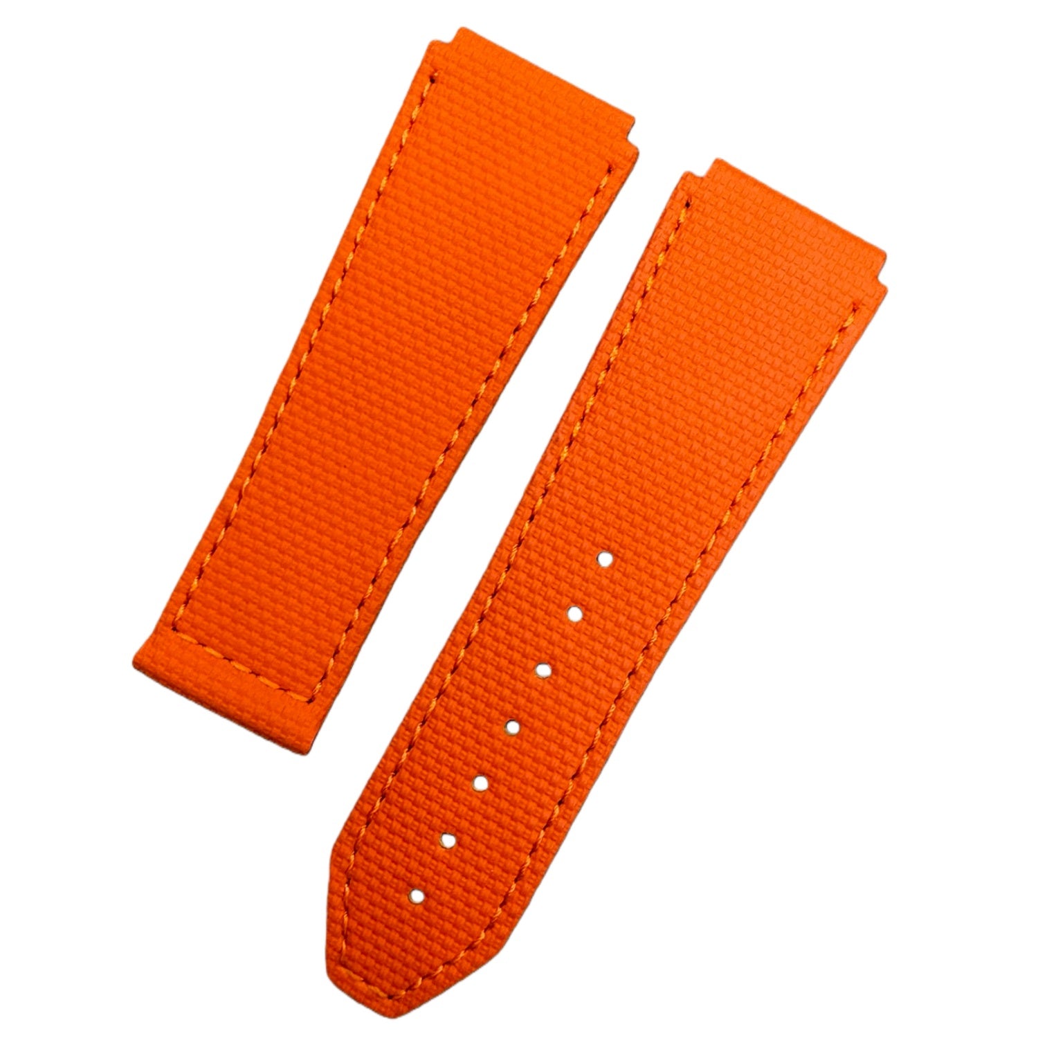 Custom Handcrafted Folding Strap for Zenith Defy Series - Orange Nylon-Textured Fluororubber with Domed Tip