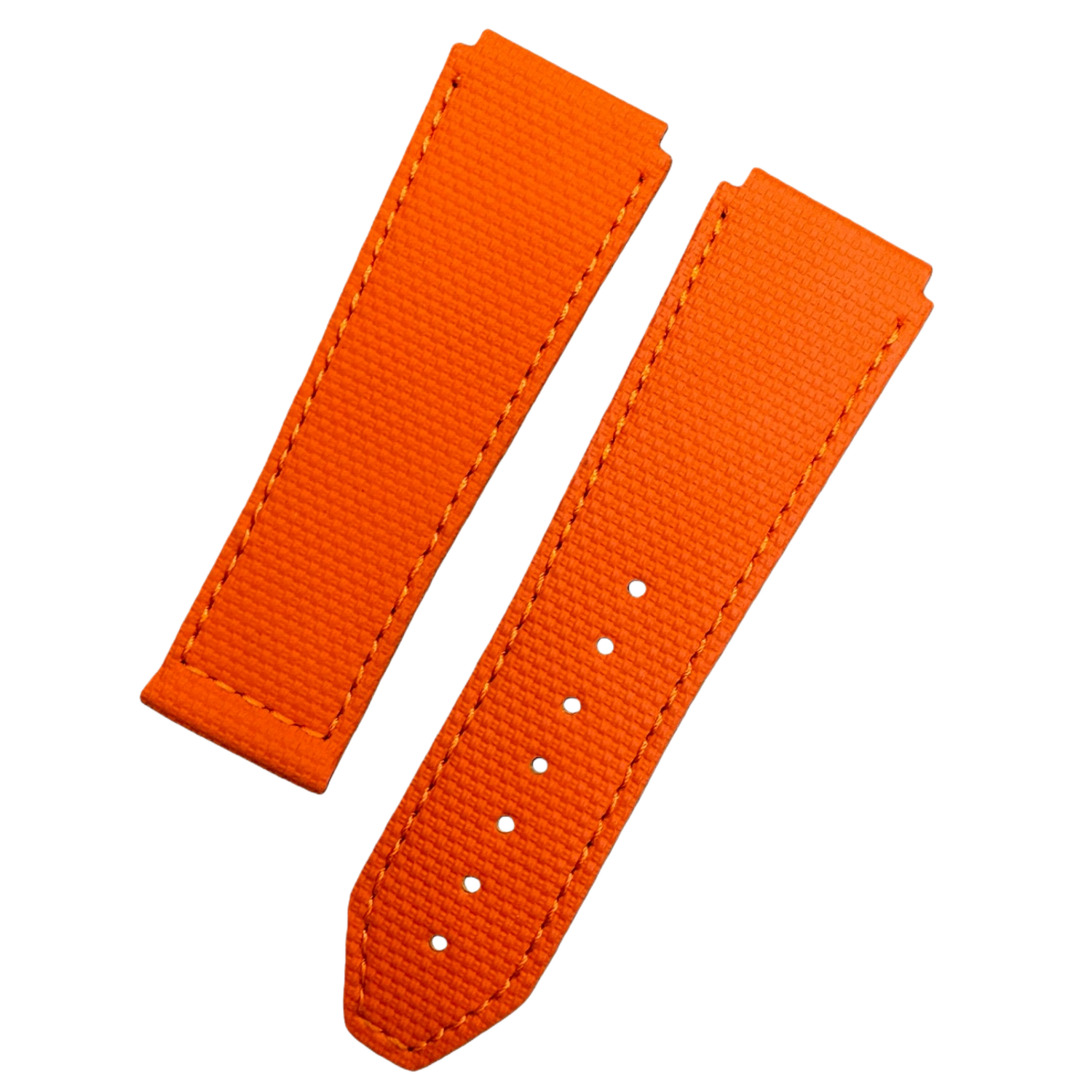 Custom Handcrafted Folding Strap for Zenith Defy Series - Orange Nylon-Textured Fluororubber with Domed Tip