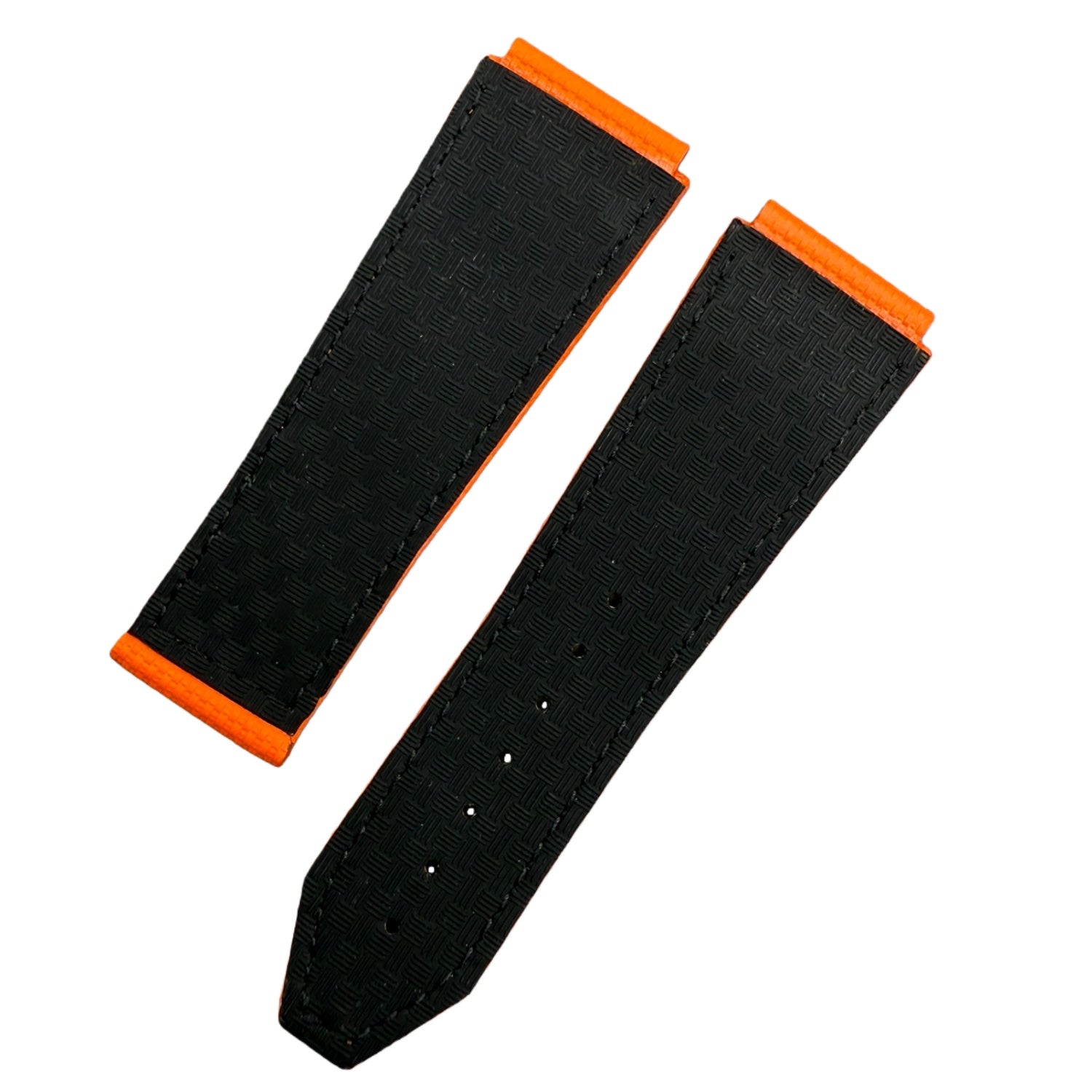 Custom Handcrafted Folding Strap for Zenith Defy Series - Orange Nylon-Textured Fluororubber with Domed Tip