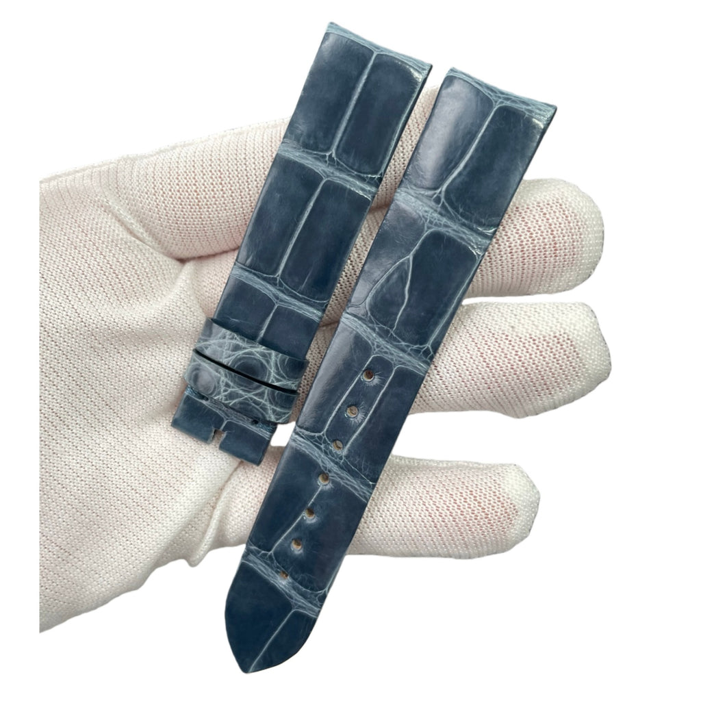 Custom Alligator Leather Watch Strap for Jaeger-LeCoultre Rendez-Vous Q3448430 (Blue-Grey, Women's)