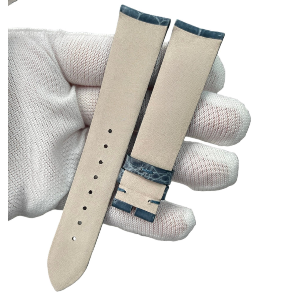 Custom Alligator Leather Watch Strap for Jaeger-LeCoultre Rendez-Vous Q3448430 (Blue-Grey, Women's)