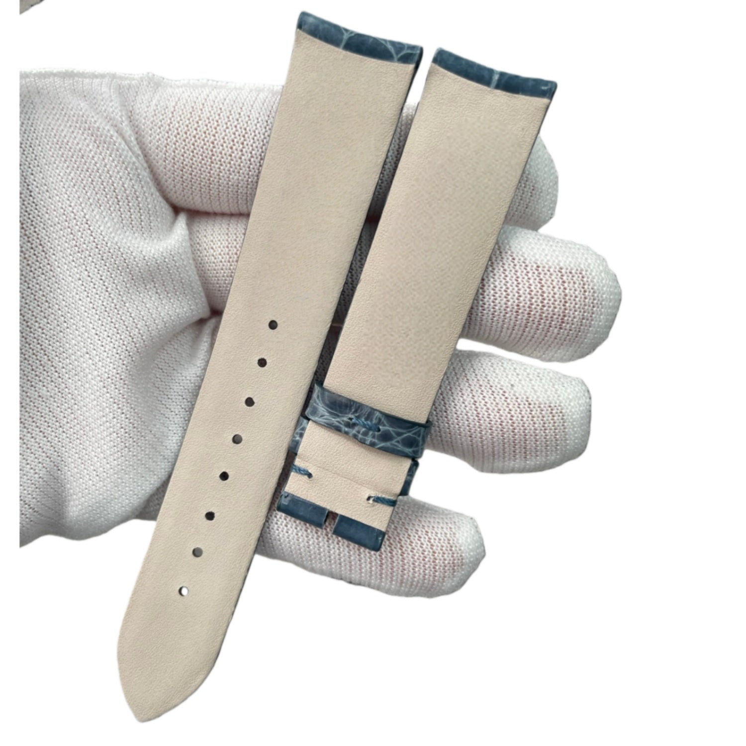 Custom Alligator Leather Watch Strap for Jaeger-LeCoultre Rendez-Vous Q3448430 (Blue-Grey, Women's)