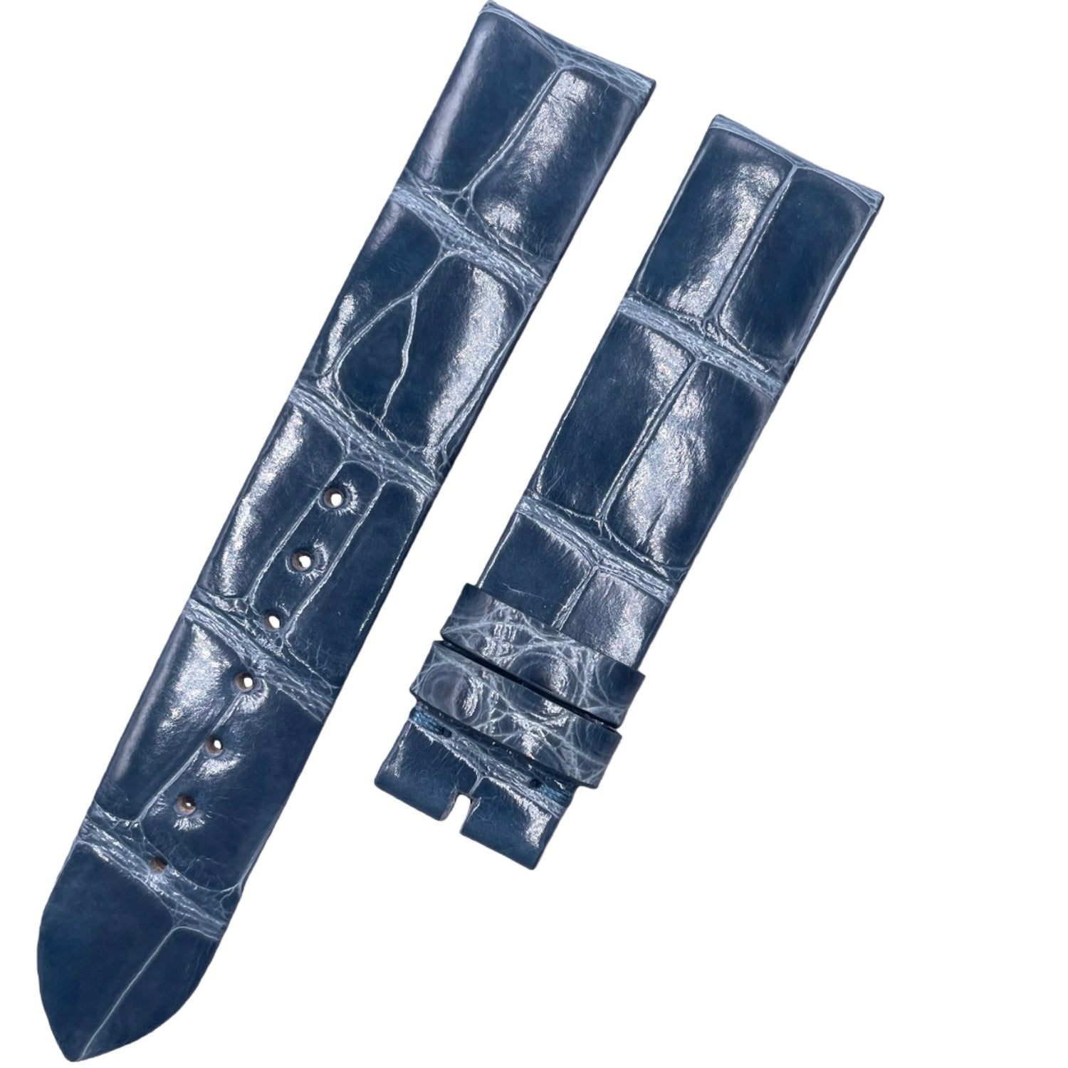 Custom Alligator Leather Watch Strap for Jaeger-LeCoultre Rendez-Vous Q3448430 (Blue-Grey, Women's)
