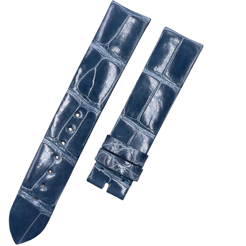 Custom Alligator Leather Watch Strap for Jaeger-LeCoultre Rendez-Vous Q3448430 (Blue-Grey, Women's)