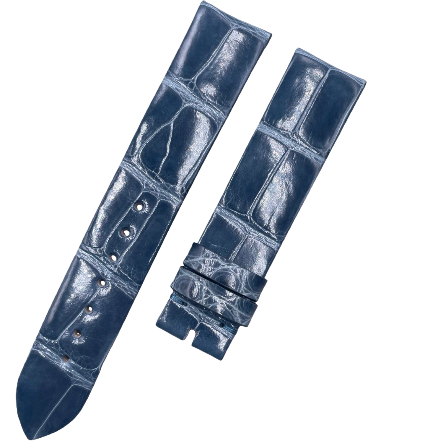 Custom Alligator Leather Watch Strap for Jaeger-LeCoultre Rendez-Vous Q3448430 (Blue-Grey, Women's)