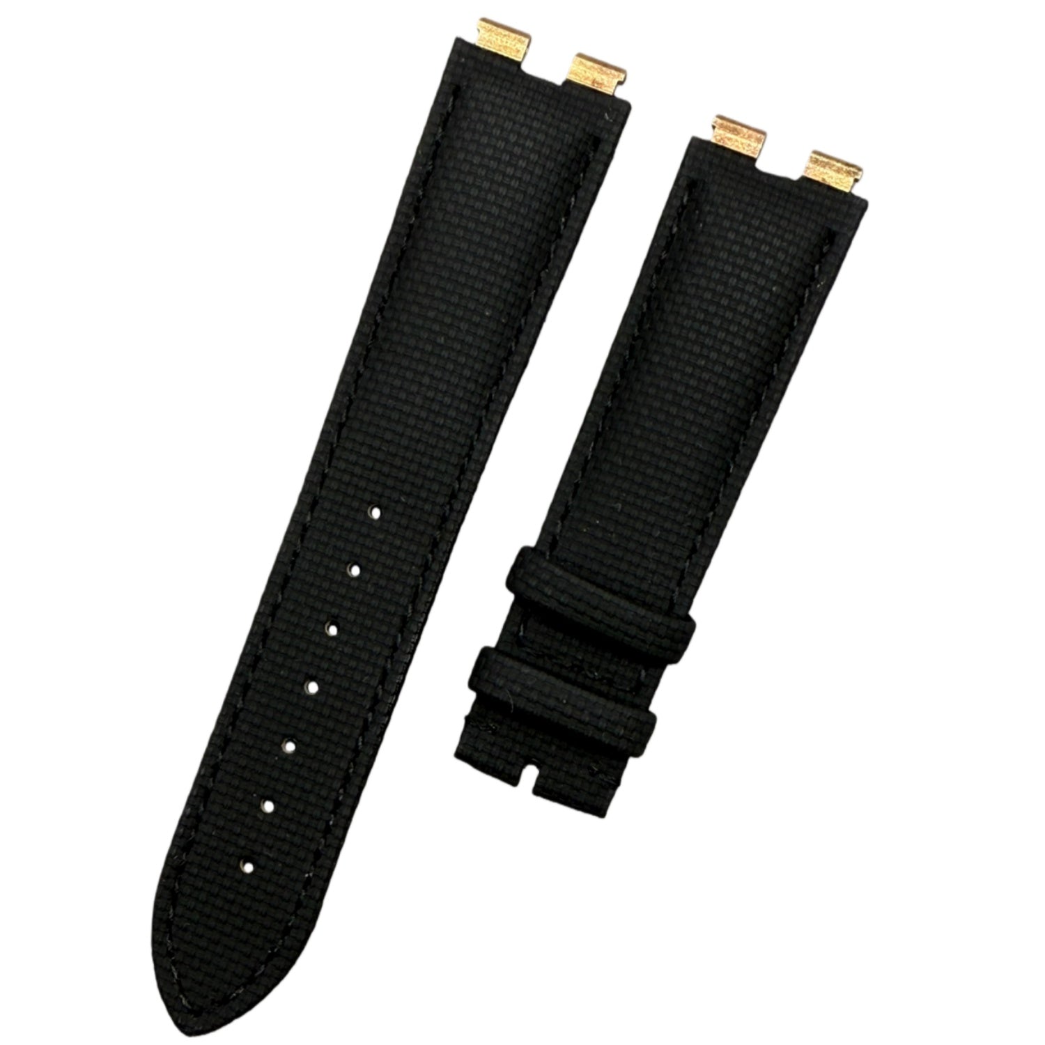 Watch Strap for Piaget POLO G0A31159/G0A32040 Series - 21mm Handmade Custom Black Nylon-Textured Rubber Strap