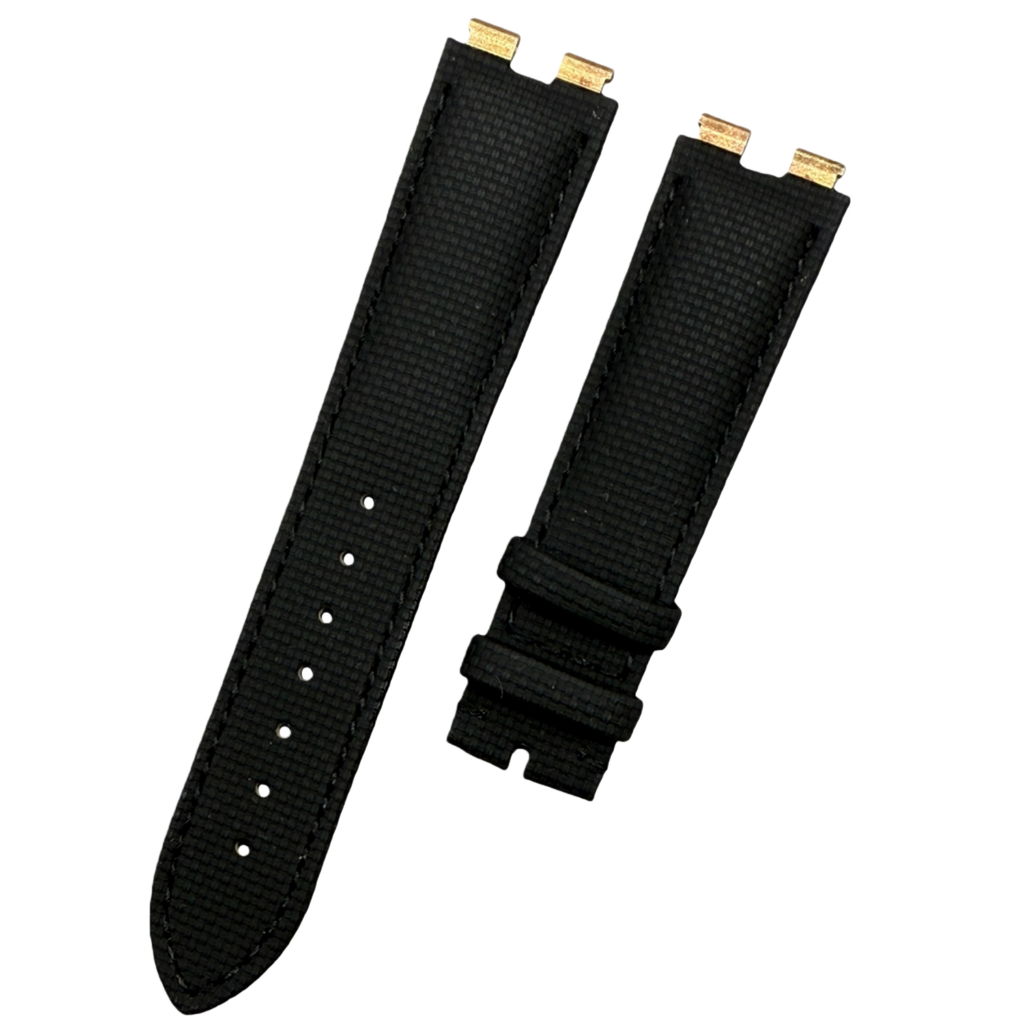 Watch Strap for Piaget POLO G0A31159/G0A32040 Series - 21mm Handmade Custom Black Nylon-Textured Rubber Strap