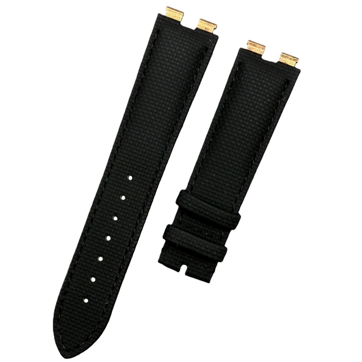 Watch Strap for Piaget POLO G0A31159/G0A32040 Series - 21mm Handmade Custom Black Nylon-Textured Rubber Strap