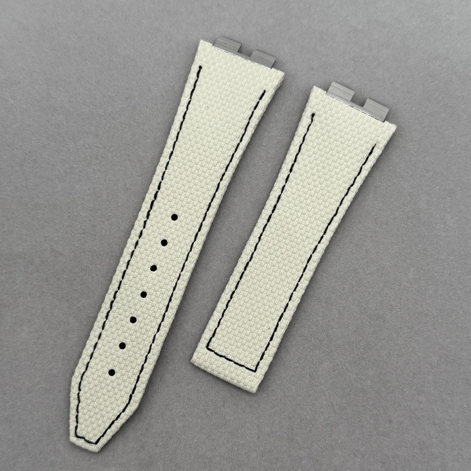 Handcrafted Custom Strap for Hublot 411/465/441/642 - Light Gray Nylon Texture Fluororubber