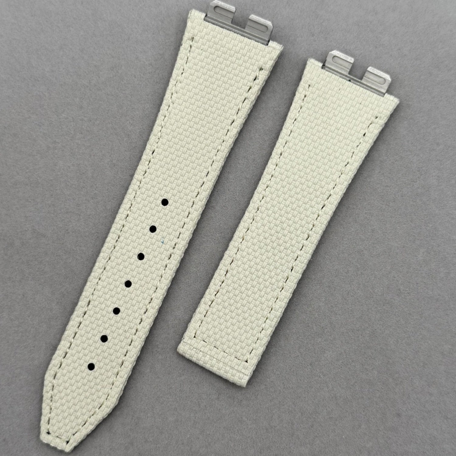 Handcrafted Custom Strap for Hublot 411/465/441/642 - Light Gray Nylon Texture Fluororubber