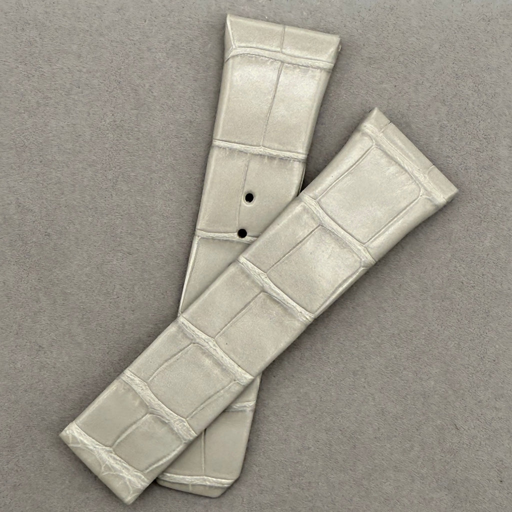 Compatible Omega Constellation 23mm Grey Alligator Leather Watch Strap