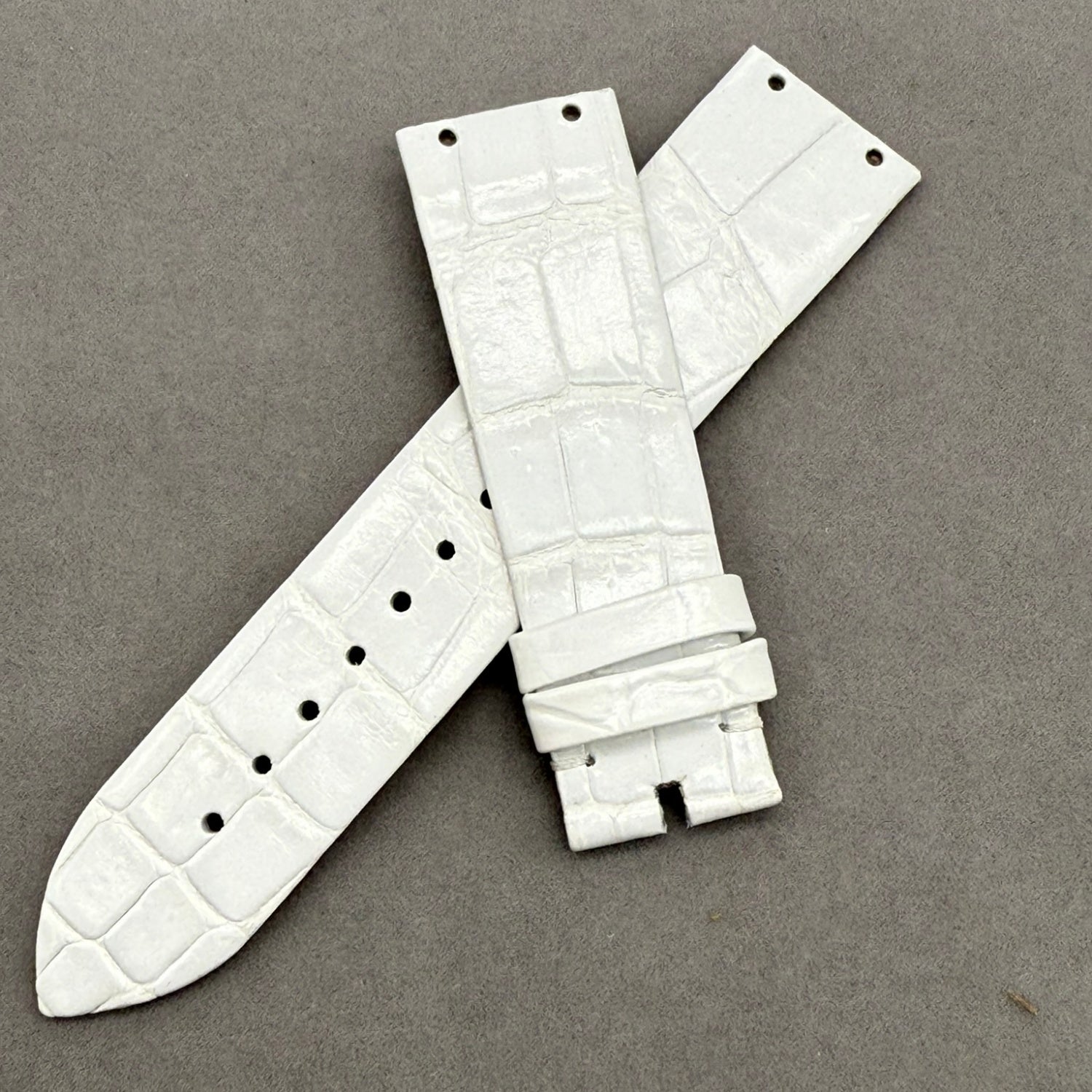 Crocodile Leather Watch Strap with Front Two Holes Compatible with Piaget