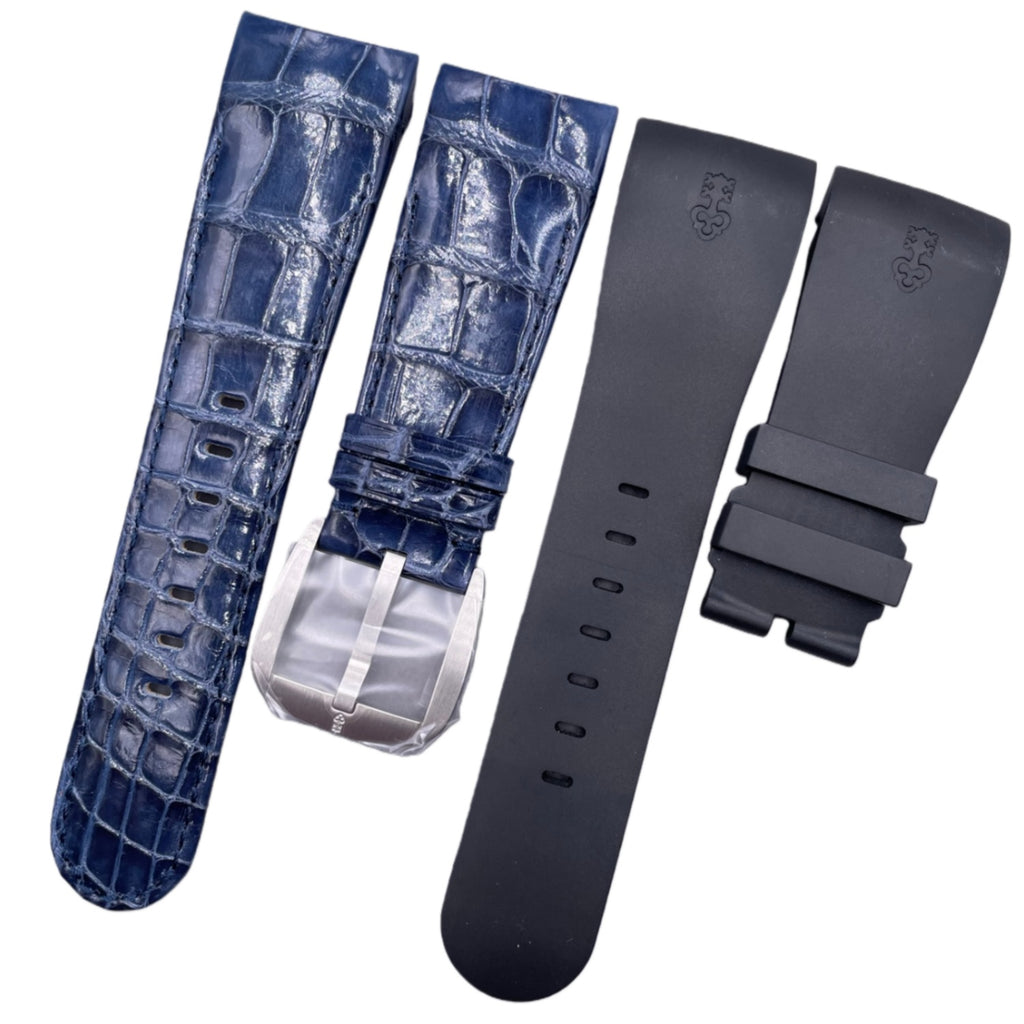 Custom Handmade Orange Alligator Leather Watch Strap with Buckle for Ulysse Nardin Bubble Series