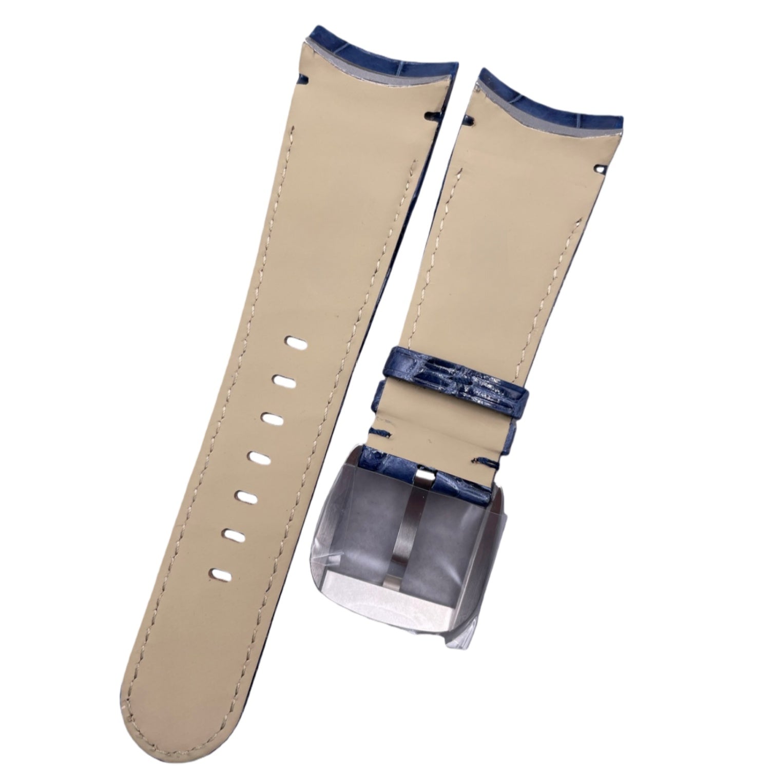 Custom Handmade Orange Alligator Leather Watch Strap with Buckle for Ulysse Nardin Bubble Series
