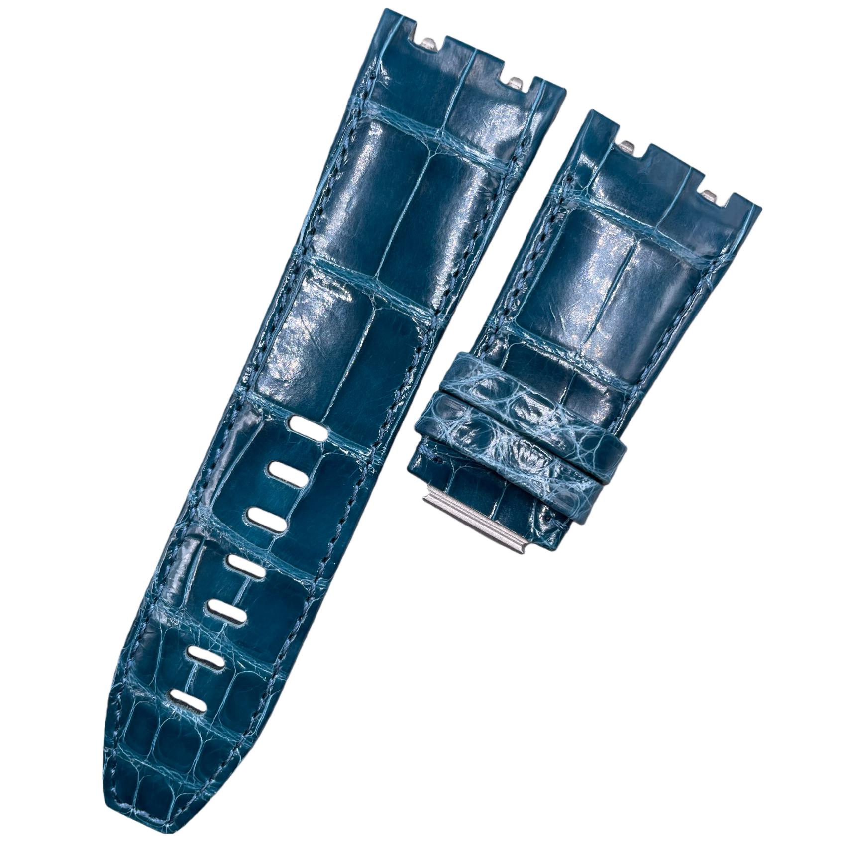 Compatible with Audemars Piguet 26420, Dark Grey Crocodile Leather Watch Strap