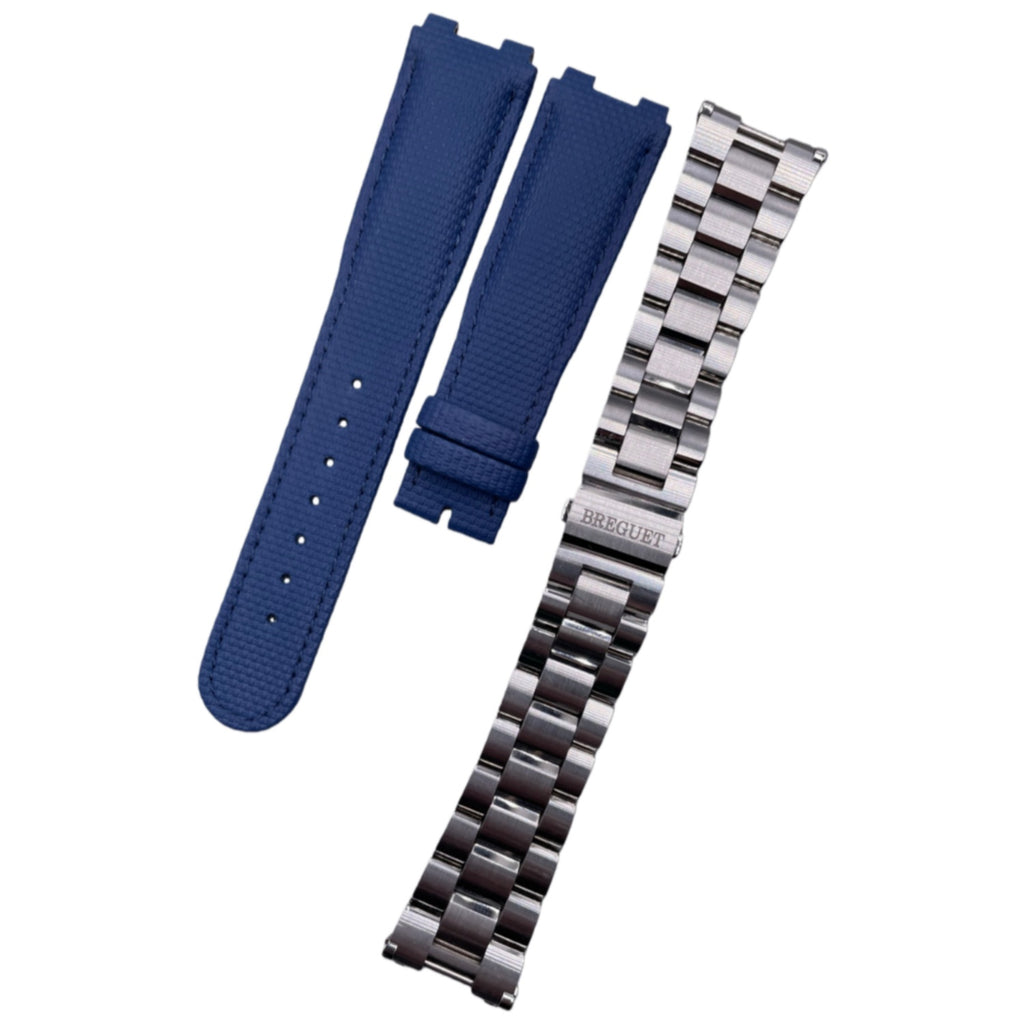 Handmade Custom Nylon-Textured Deep Blue Watch Strap for Breguet 5527 Series