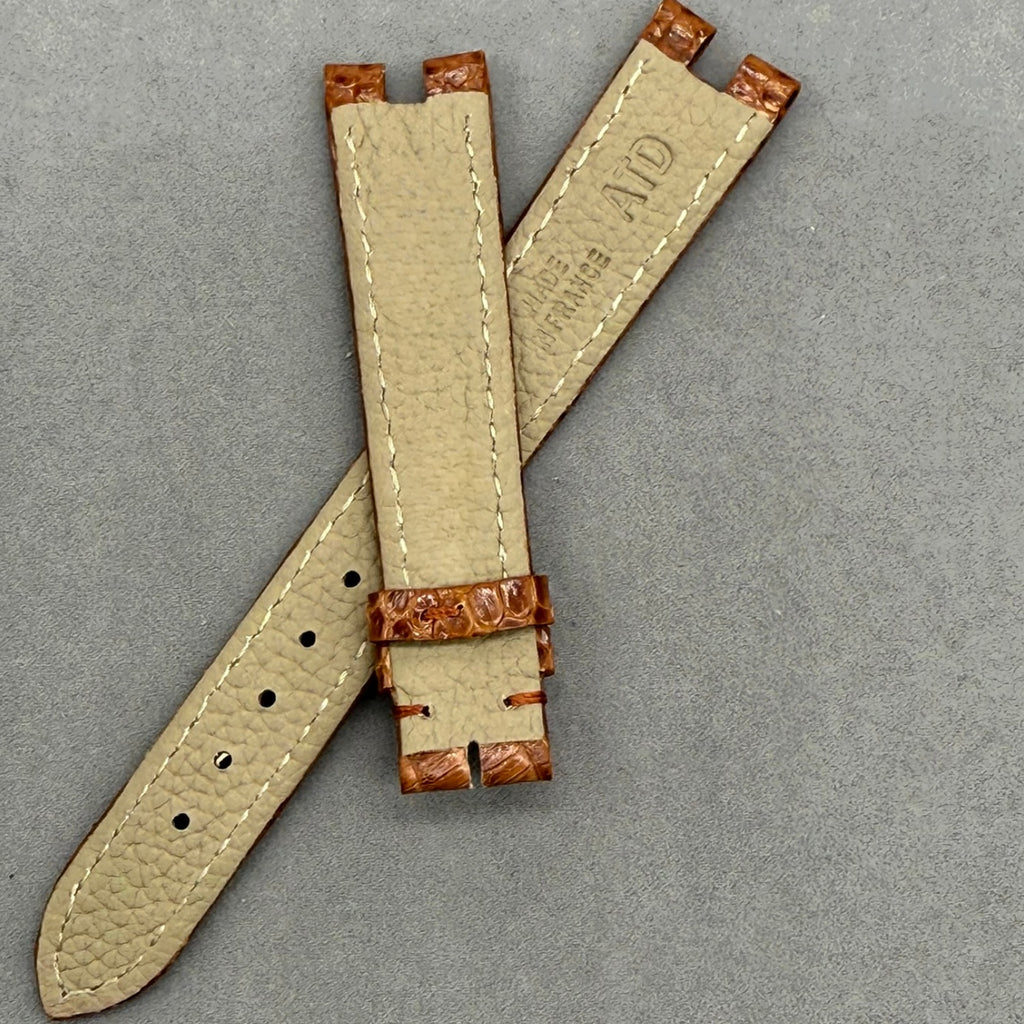 Custom Handmade Gold-Brown Lizard Leather Watch Strap for Cartier Tank Series W8000007