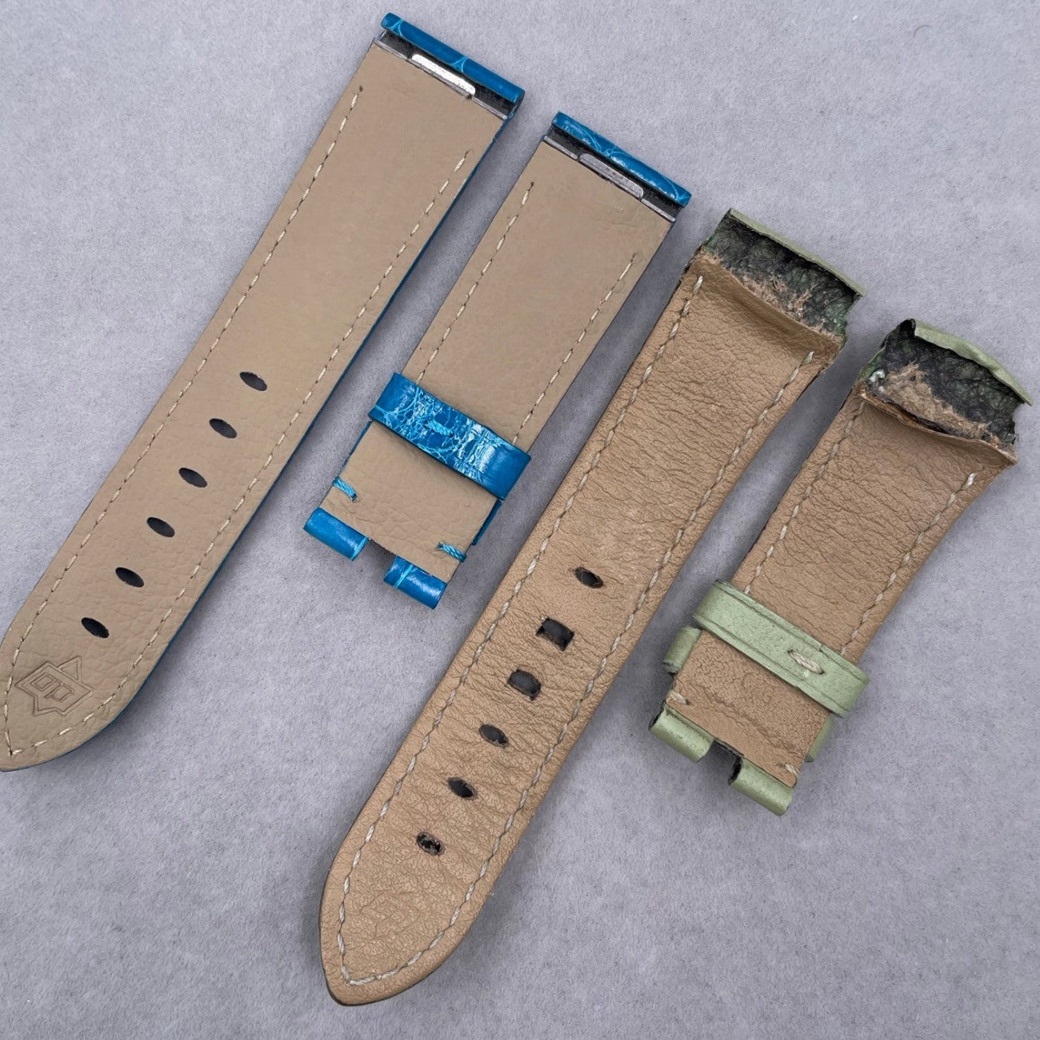 Custom Handmade Glossy Blue Alligator Leather Watch Strap for Panerai Luminor Due Series (Model: PAM00755, Women's Version)