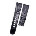 Custom Handmade Black Crocodile Leather Watch Strap with Triangular Design for Ulysse Nardin Marine Chronograph Men's Watch