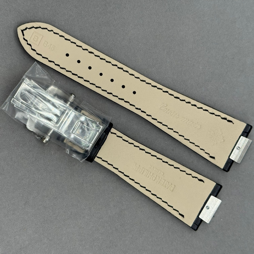 Black Crocodile Leather Handmade Watch Strap Compatible with Patek Philippe Sports Elegance Series 5711/5712