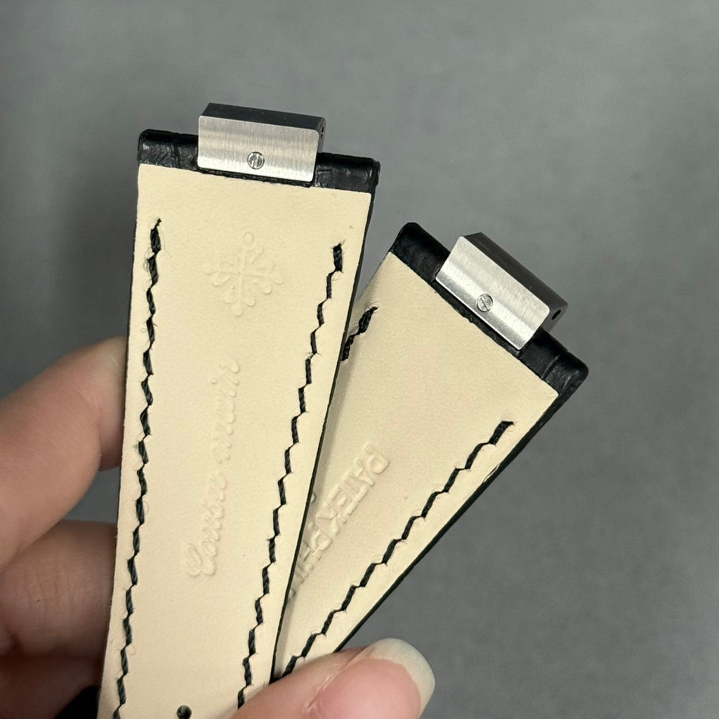 Black Crocodile Leather Handmade Watch Strap Compatible with Patek Philippe Sports Elegance Series 5711/5712