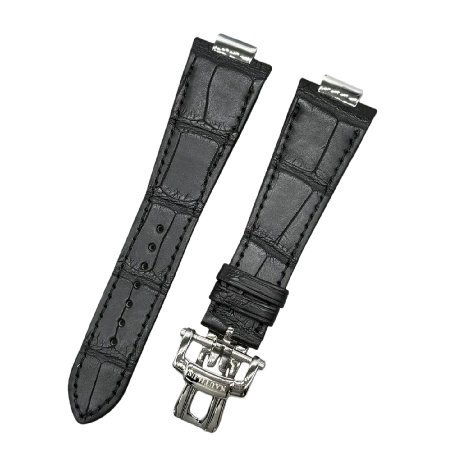 Black Crocodile Leather Handmade Watch Strap Compatible with Patek Philippe Sports Elegance Series 5711/5712