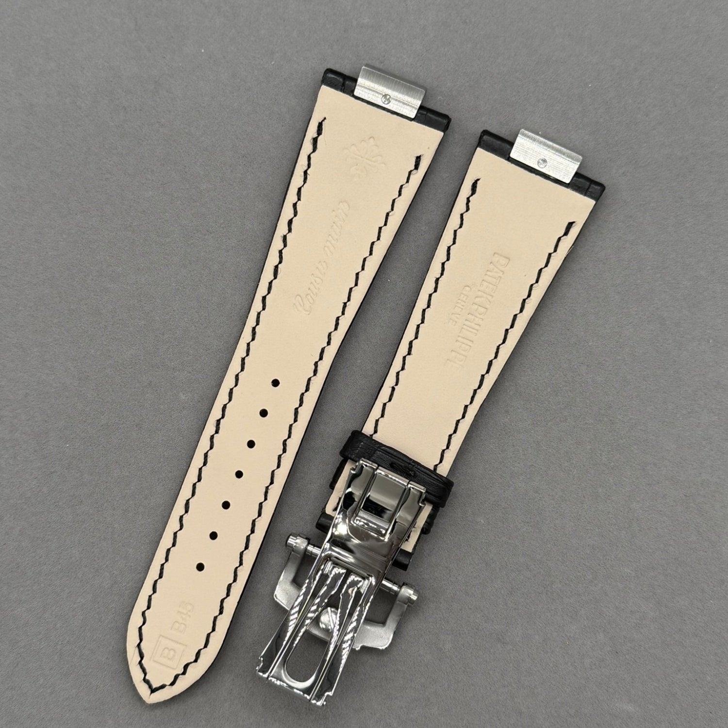 Black Crocodile Leather Handmade Watch Strap Compatible with Patek Philippe Sports Elegance Series 5711/5712