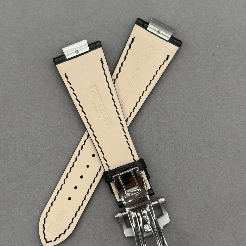 Black Crocodile Leather Handmade Watch Strap Compatible with Patek Philippe Sports Elegance Series 5711/5712