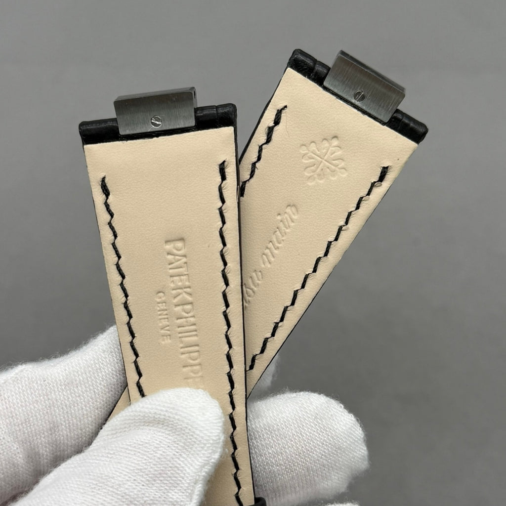 Black Crocodile Leather Handmade Watch Strap Compatible with Patek Philippe Sports Elegance Series 5711/5712