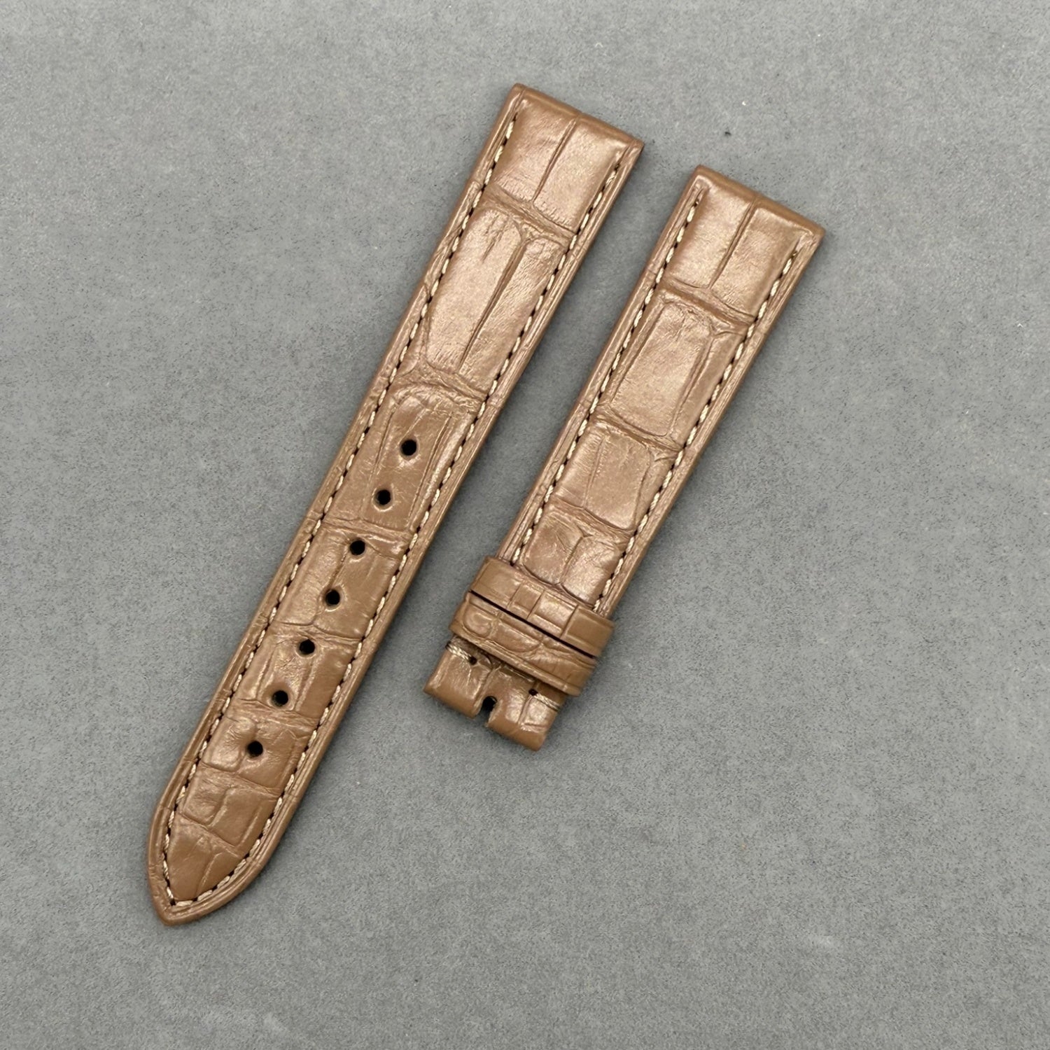 Milk Tea Color Crocodile Leather Watch Strap Compatible with Patek Philippe 1614