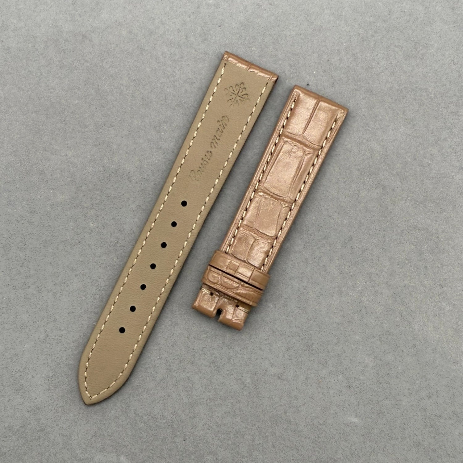 Milk Tea Color Crocodile Leather Watch Strap Compatible with Patek Philippe 1614
