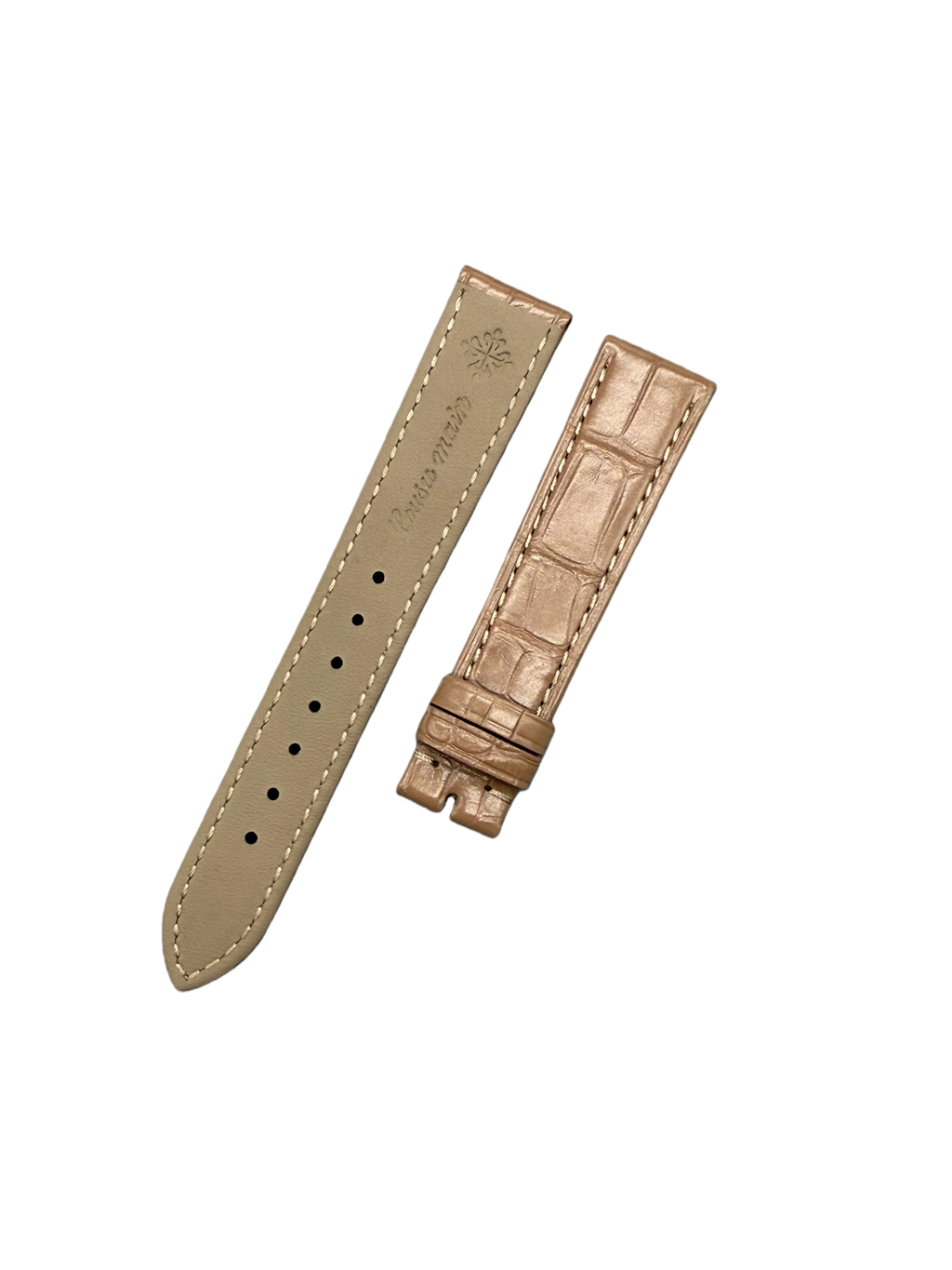 Milk Tea Color Crocodile Leather Watch Strap Compatible with Patek Philippe 1614