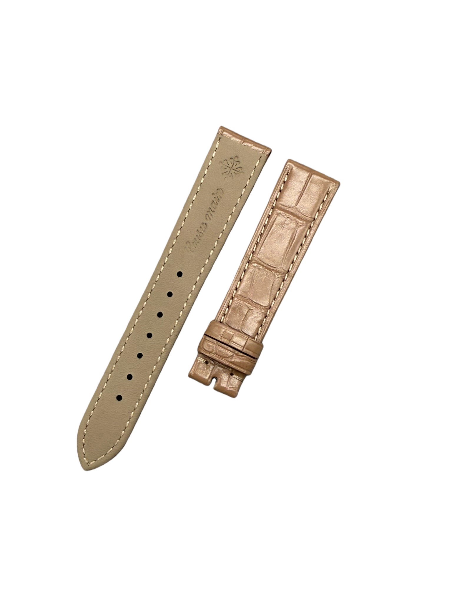 Milk Tea Color Crocodile Leather Watch Strap Compatible with Patek Philippe 1614