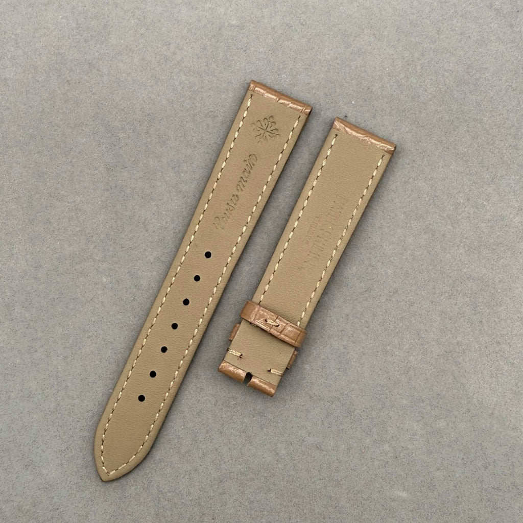 Milk Tea Color Crocodile Leather Watch Strap Compatible with Patek Philippe 1614