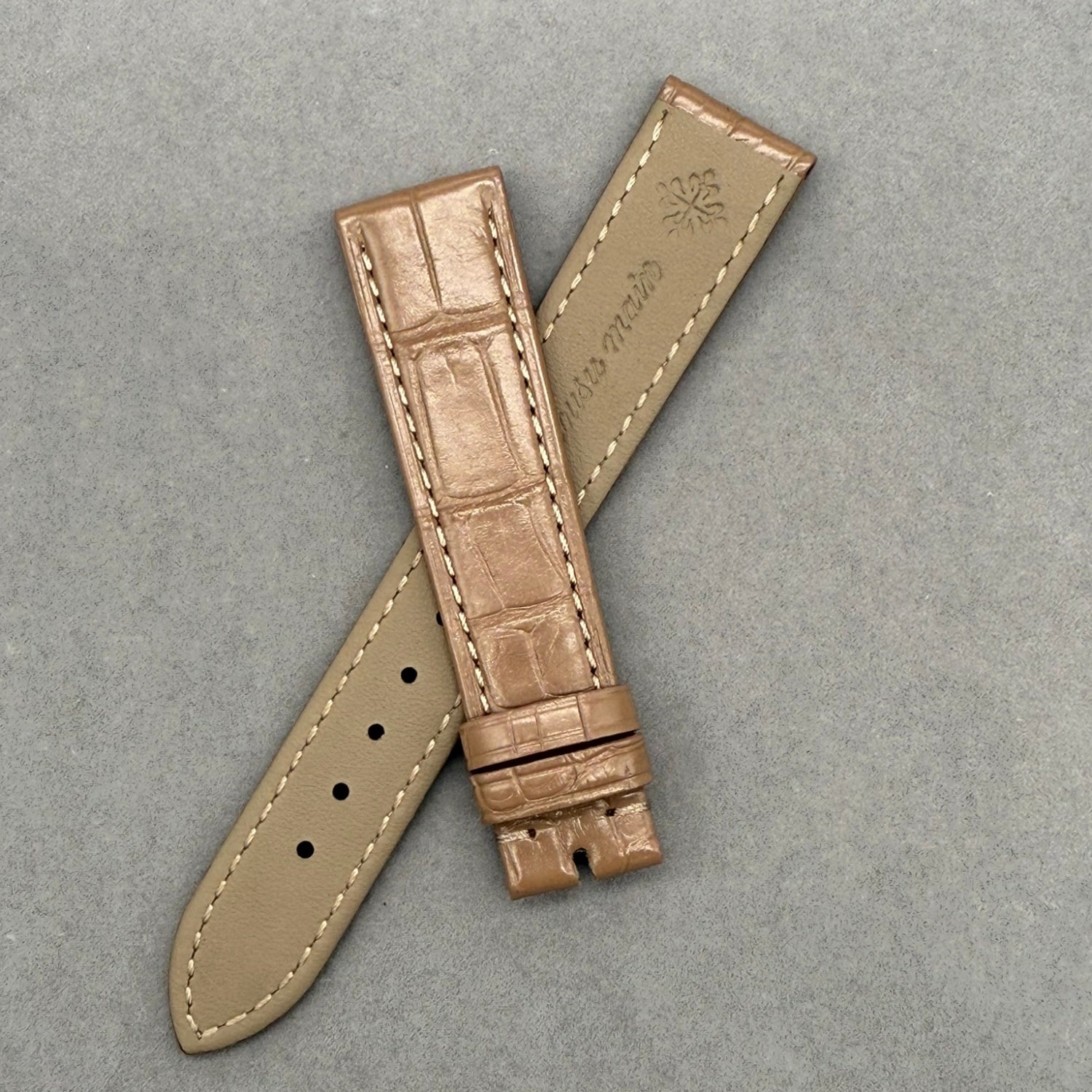 Milk Tea Color Crocodile Leather Watch Strap Compatible with Patek Philippe 1614
