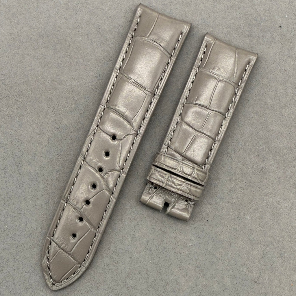 Custom Light Grey Alligator Leather Watch Strap for Vacheron Constantin FiftySix 4600E