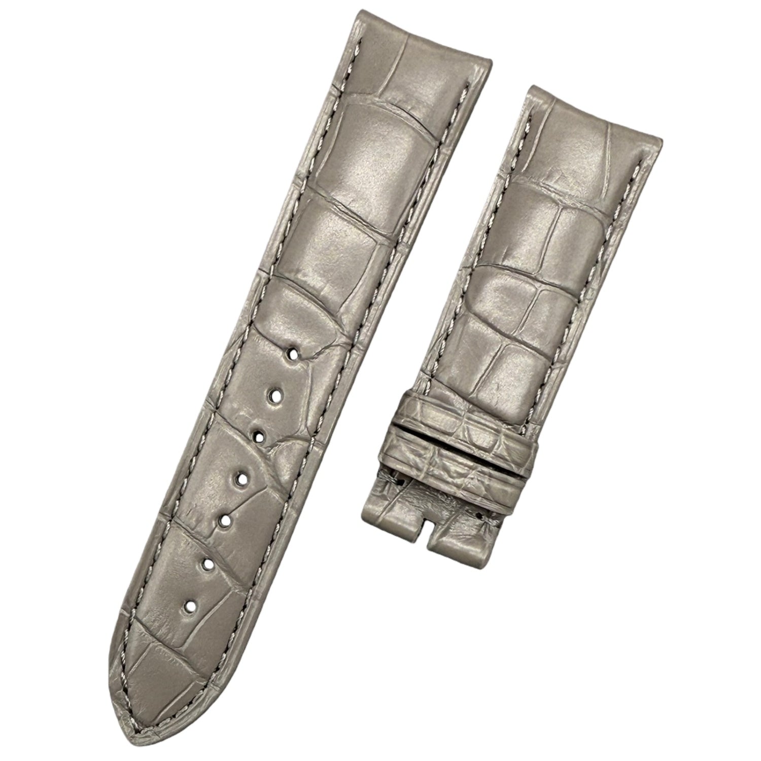 Custom Light Grey Alligator Leather Watch Strap for Vacheron Constantin FiftySix 4600E